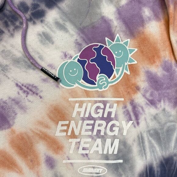 MARKET Graphic Pullover Hoodie Men Small Multicolor Tie Dye High Energy Team - Picture 4 of 6